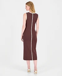 T Tahari Women's Contrast Tipped Midi Bodycon Dress