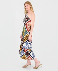 T Tahari Women's Printed Tiered One-Shoulder Maxi Dress