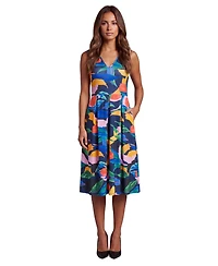 24seven Comfort Apparel Essential Petite Floral Print Midi Dress
