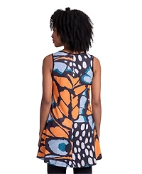 24seven Comfort Apparel Petite Essential Butterfly Print Scoop Neck Top