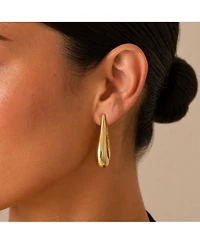 35MM 14k Yellow Gold Plated Oblong Oval Raindrop Hoop Earrings