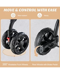 Cozito Double Pet Stroller Foldable 3-in-1 with 2 Detachable Carriers, Beige
