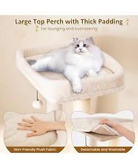 Gymax 63'' Tall Wooden Cat Tree w/2-Story Condo Plush Padded Top Perch Dangling Ball