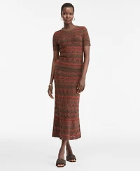 I.n.c. International Concepts Women's Metallic Crochet Stripe Sweater Skirt, Macy's Exclusive