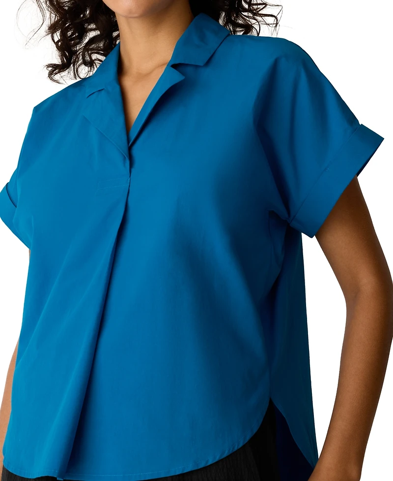 Eileen Fisher Women's Cotton Poplin Notch Collar Shirt