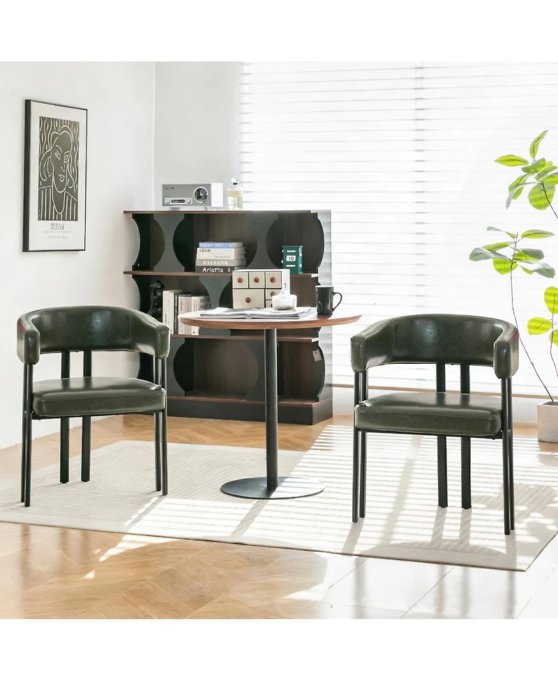 Streamdale Furniture Faux Leather Barrel Dining Chairs (Set of 2)