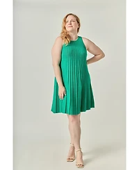 English Factory Plus Pleated A-line Knit Mini Dress