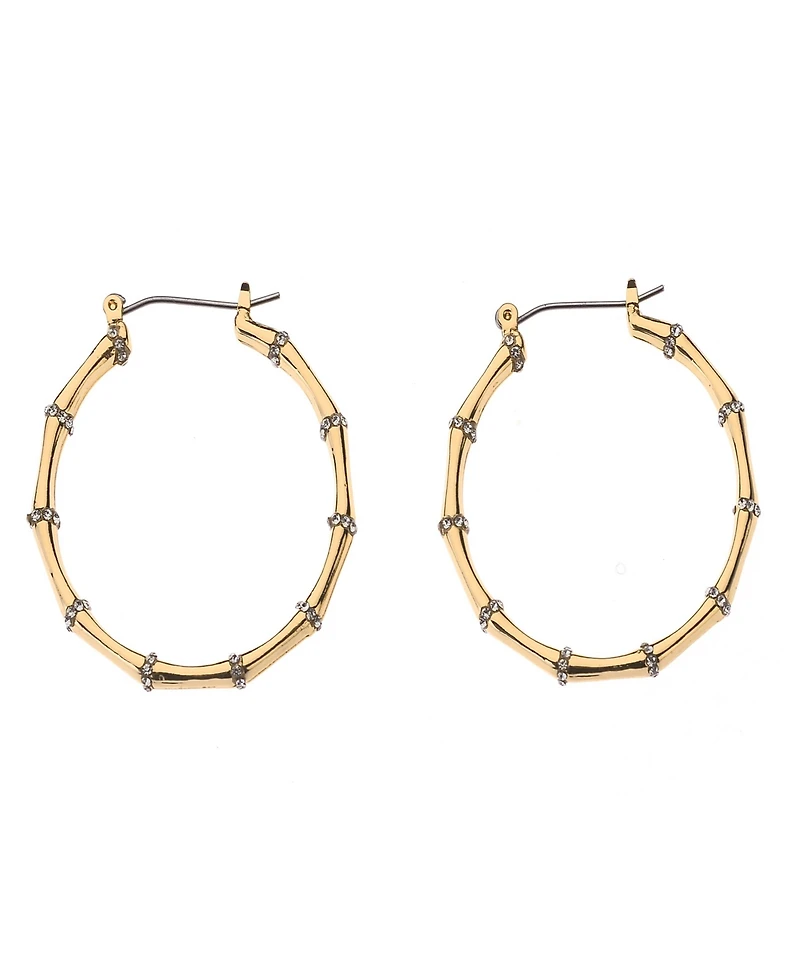 Nicole Miller Gold-Tone Crystal Accents Hoop Earrings