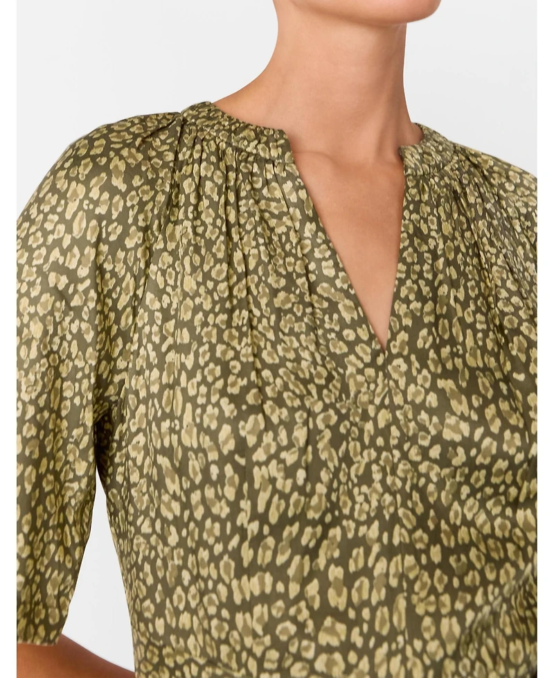 Whistles Women's Leopard Short Sleeve Midi Dress