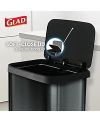 Glad Step Trash Can, Soft Close Lid Bin with Odor Protection, 20 Gallon, Pewter