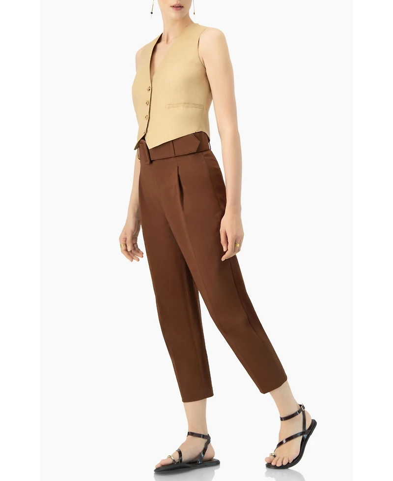 Ivonne Women's Straight-Leg Gabardine Pants with Belt