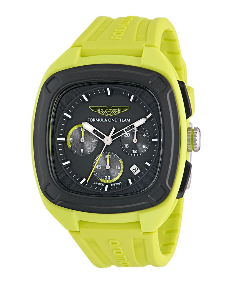 Aston Martin F1 Men's Ovr Chronograph Date Quartz Light Green Silicone Watch 44mm