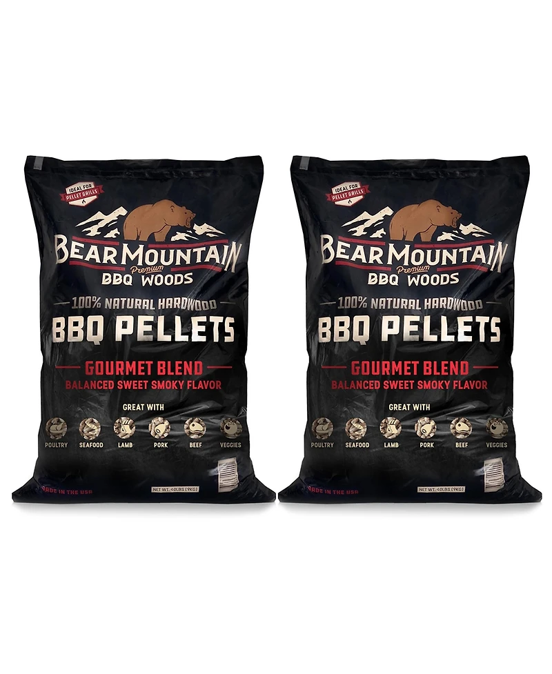 Bear Mountain Bbq All Natural Hardwood Gourmet Smoker Pellets 2 Pack, 40 lbs