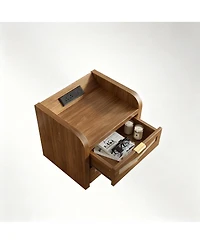 Yigii 2 Drawer Rattan Charging Ports Nightstand Set