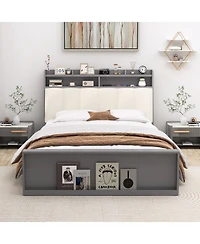Gymax Full Size Bed Frame With Storage Modern Platform Bed Mattress Foundation