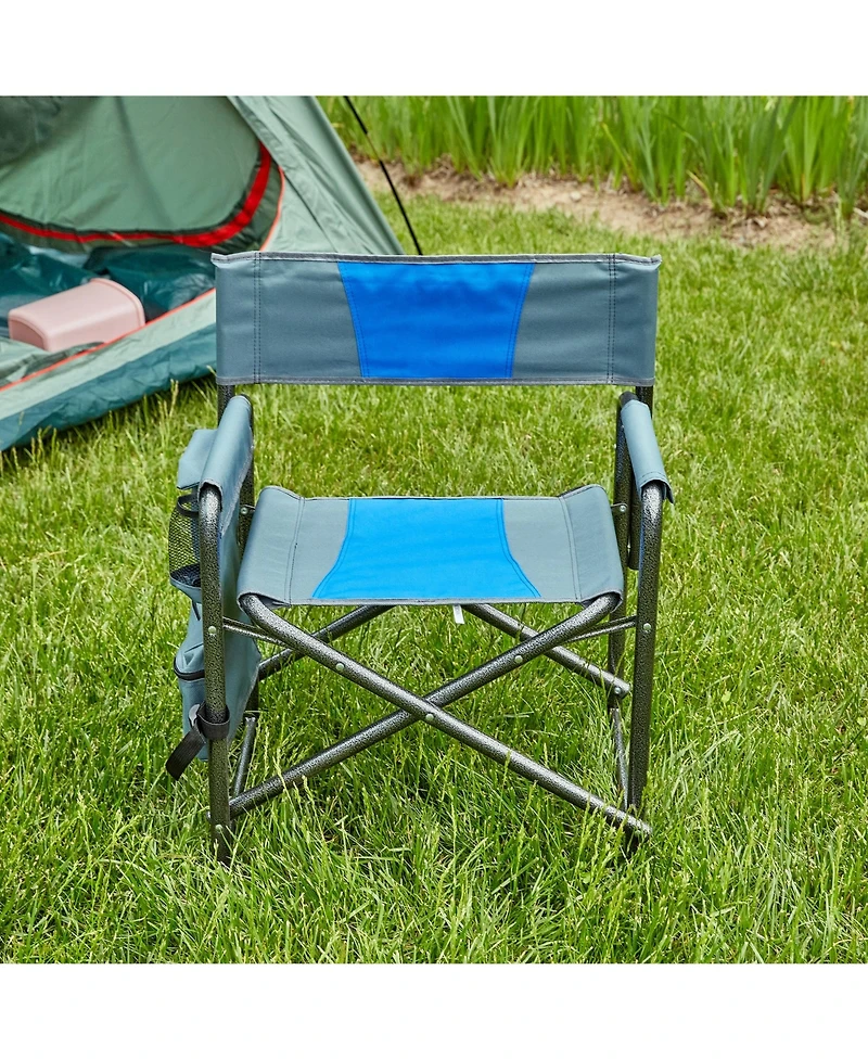 Clihome 1-piece Padded Folding Outdoor Chair with Storage Pockets