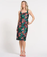 Isaac Mizrahi Women's Floral Square Neck Sleeveless Top