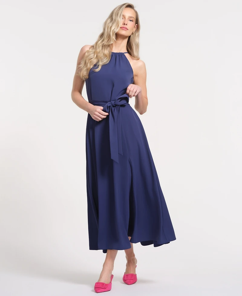 Isaac Mizrahi Women's Sleeveless Halter Neck Maxi Dress