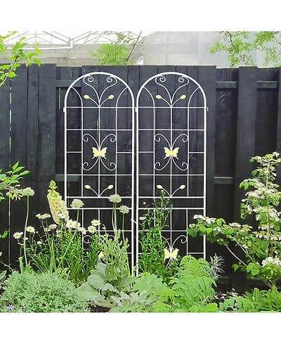 Clihome Metal Garden Trellis 86.7" x 19.7" Rustproof Trellis for Climbing Plants Outdoor Flower Support