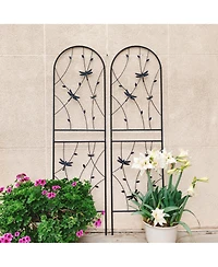 Clihome Metal Garden Trellis 71" x 19.7" Rustproof Trellis for Climbing Plants Outdoor Flower Support