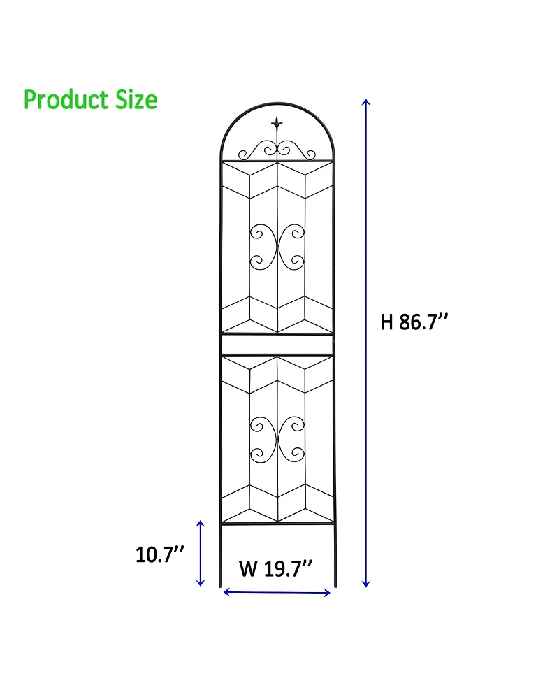 Clihome Metal Garden Trellis 86.7" x 19.7" Rustproof Trellis for Climbing Plants Outdoor Flower Support