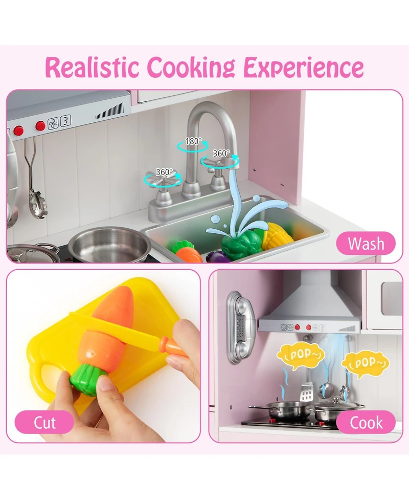 Pretend Play Kitchen for Kids with 16 Pieces Accessories