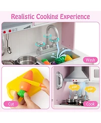Pretend Play Kitchen for Kids with 16 Pieces Accessories