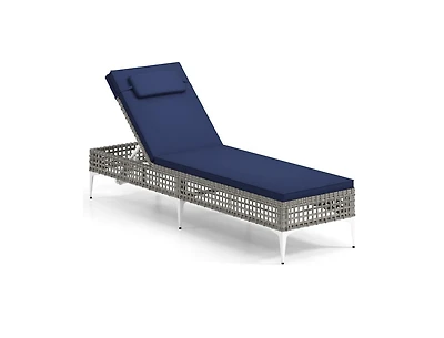 Boyel Living Patio Chaise Lounge Chair with 6-Level Adjustable Backrest and Headrest for Poolside