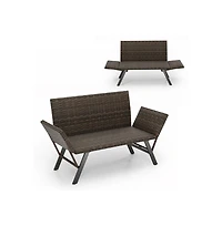 Boyel Living Patio Convertible Sofa for 2 Quick Dry Foam Padded Rattan with Armrests