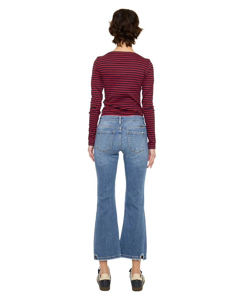 KanCan Essential Women's Savanna Mid Rise Crop Flare Jeans