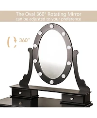 gaomon Led Lighted Mirror Vanity Table Set with Ample Storage, Makeup Dressing Desk for Bedroom