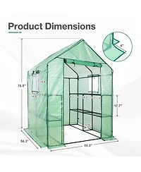 Aoodor Walk-in Greenhouse with 4 Shelves, Outdoor Garden Plant House with Pe Cover for Growing Vegetables, Flowers