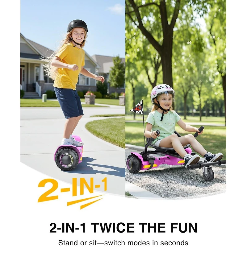 Everyfun K1 and G13 Balancing Scooter with Seat Attachment for Kids or Adults with Adjustable Length Swivel Wheel.