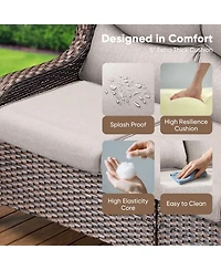 Pocassy Outdoor Patio Couch Sofa, All Weather Wicker 3 Seater Couch, Seating Furniture Sofa with 5 inches Cushion