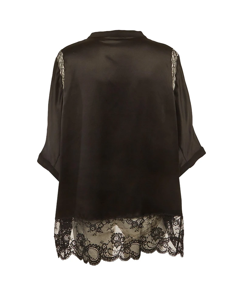 Pre-Owned Burberry Women's Satin Lace Trim Blouse