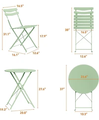 gaomon 3 Piece Folding Patio Bistro Set, Metal Table and 2 Chairs, Compact Outdoor Indoor Bistro Set for Balcony, Garden, Yard
