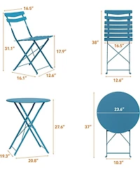 gaomonFolding Patio Bistro Set, Metal Table and Chairs, Outdoor Indoor Compact Bistro Set for Balcony Porch Garden