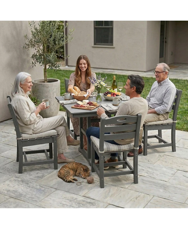 Asagikoiai 5-Piece All-Weather Hdpe Outdoor Dining Set with Umbrella Hole