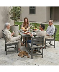 Asagikoiai 5-Piece All-Weather Hdpe Outdoor Dining Set with Umbrella Hole