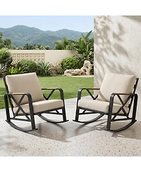 Tribesigns Outdoor Rocking Chair Set of 2, Patio Furniture Sets, Waterproof with Thick Cushion, Metal Rocker for Balcony