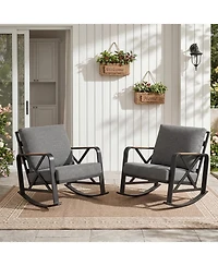 Tribesigns Outdoor Rocking Chair Set of 2, Patio Furniture Sets, Waterproof Rocking Chair with Thick Cushion, Metal Rocker for Balcony