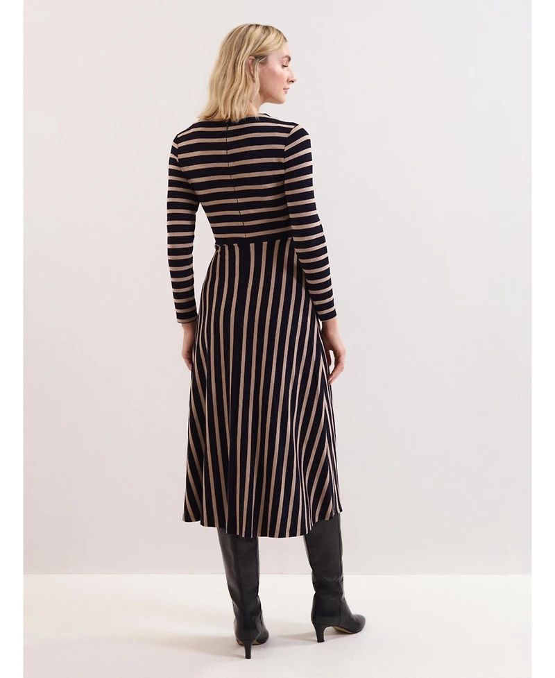 Phase Eight Women's Mia Stripe Long Sleeve Midi Dress