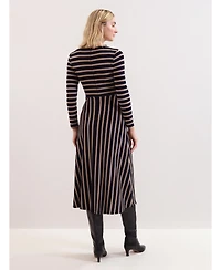 Phase Eight Women's Mia Stripe Long Sleeve Midi Dress