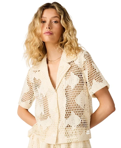 Steve Madden Women's Sandra Short-Sleeve Fish Lace Top