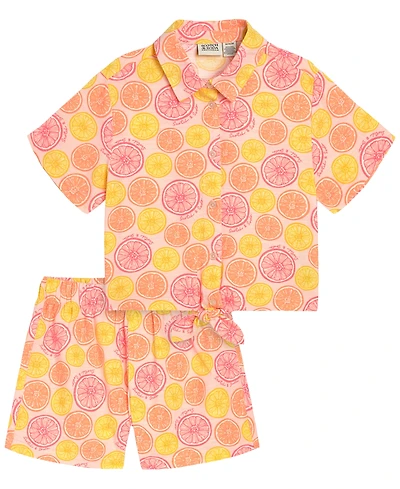 Scotch & Soda Toddler Girls' 2T-4T Short-Sleeve Shirt and Shorts, 2-Piece Set