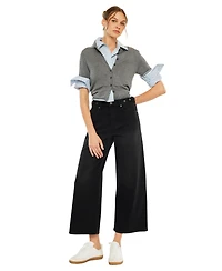 KanCan Women's Victoria Ultra High Rise Cropped Wide-Leg Jeans
