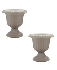 Southern Patio 14" Outdoor Lightweight Resin Utopian Urn Planter, Stone (2 Pack)