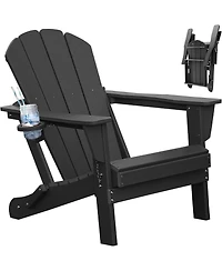 Clihome Folding Outdoor Adirondack Chairs with Cup Holders