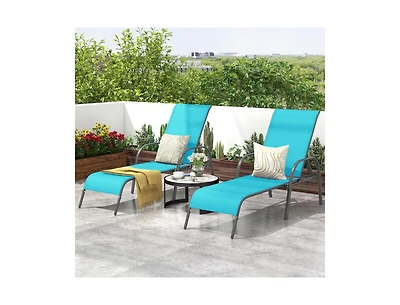 Boyel Living 2 Pieces Outdoor Patio Lounge Chair Chaise Fabric with Adjustable Reclining Armrest