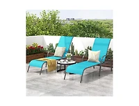 Boyel Living 2 Pieces Outdoor Patio Lounge Chair Chaise Fabric with Adjustable Reclining Armrest